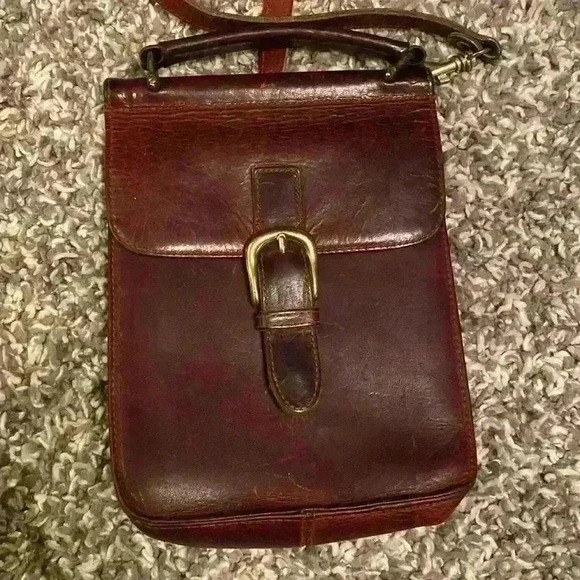 Vintage G.H. Bass & Co. Brown Leather Crossbody Bag 90s Y2K Classic Academia - Picture 2 of 16